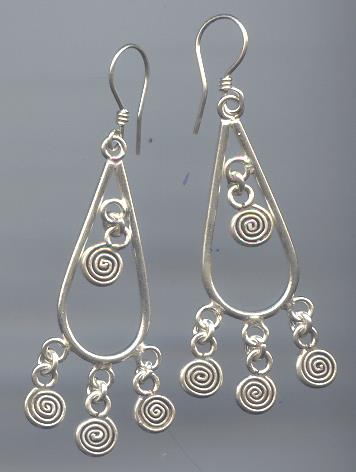 Thai Karen Hill Tribe Silver Drop With Hangging Spiral Earring ER109 