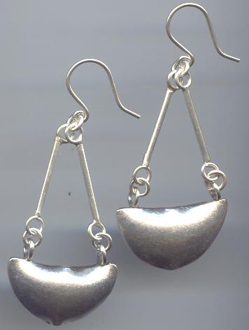 Thai Karen Hill Tribe Silver Plain Hanging Earrings ER114 