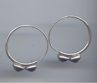 Thai Karen Hill Tribe Silver Circle Earring With Bi Triangle Shape On Buttom ER128 