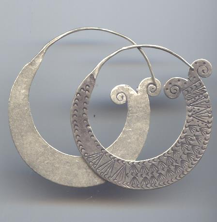 Thai Karen Hill Tribe Silver Dot Printed Circle Earrings ER142 