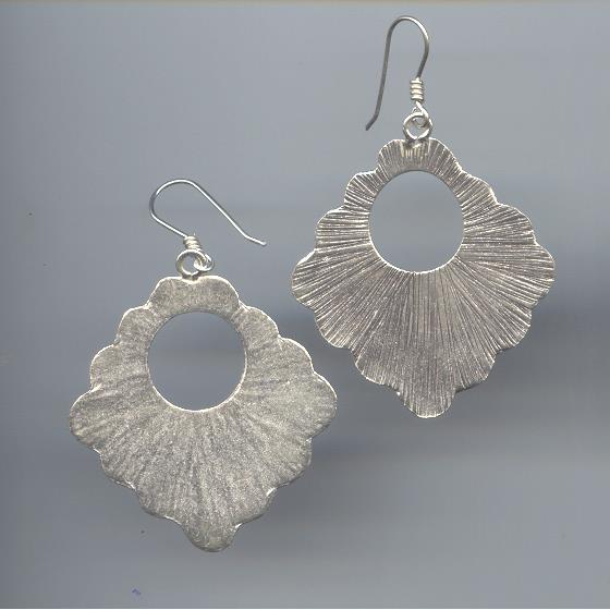 Thai Karen Hill Tribe Silver Engraved Leaf Earring ER143 