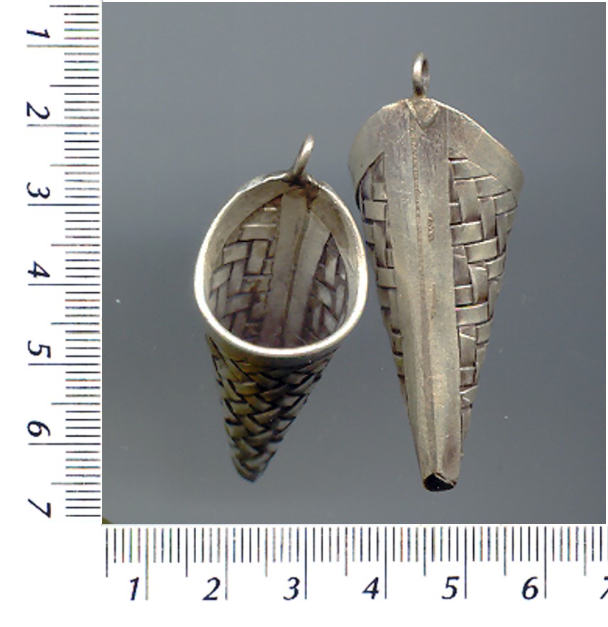Thai Karen Hill Tribe Silver Woven Cone Pendant NL072