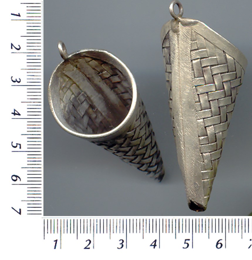 Thai Karen Hill Tribe Silver Woven Cone Pendant NL073