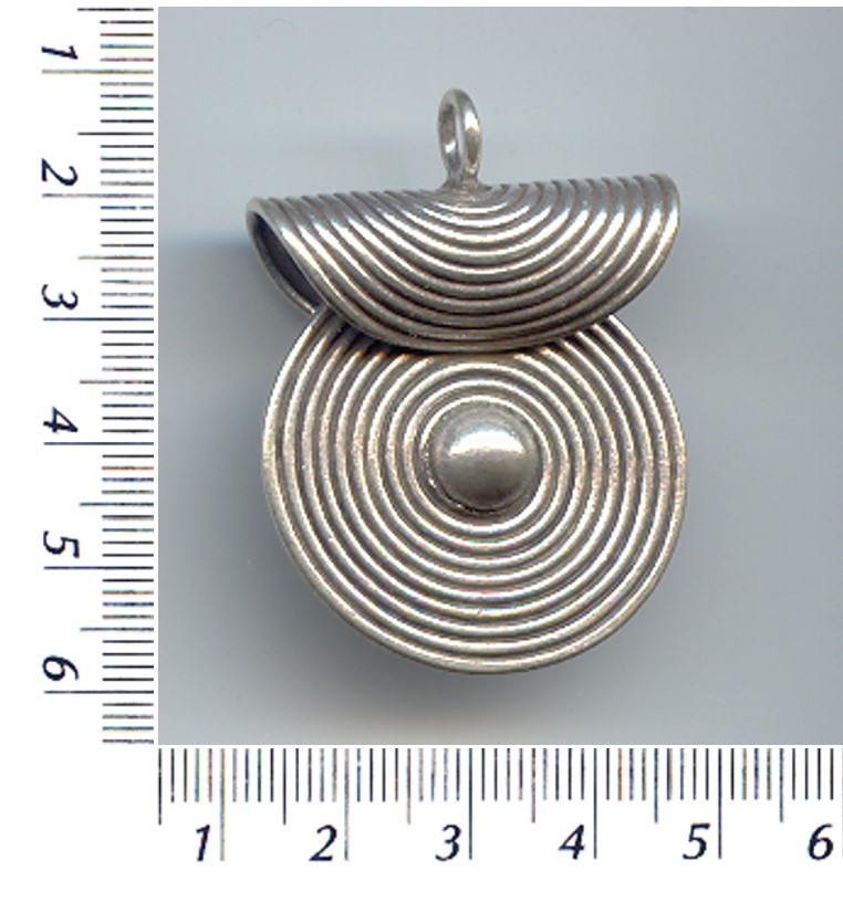 Thai Karen Hill Tribe Silver Swirl Printed Circular Pendant NL082