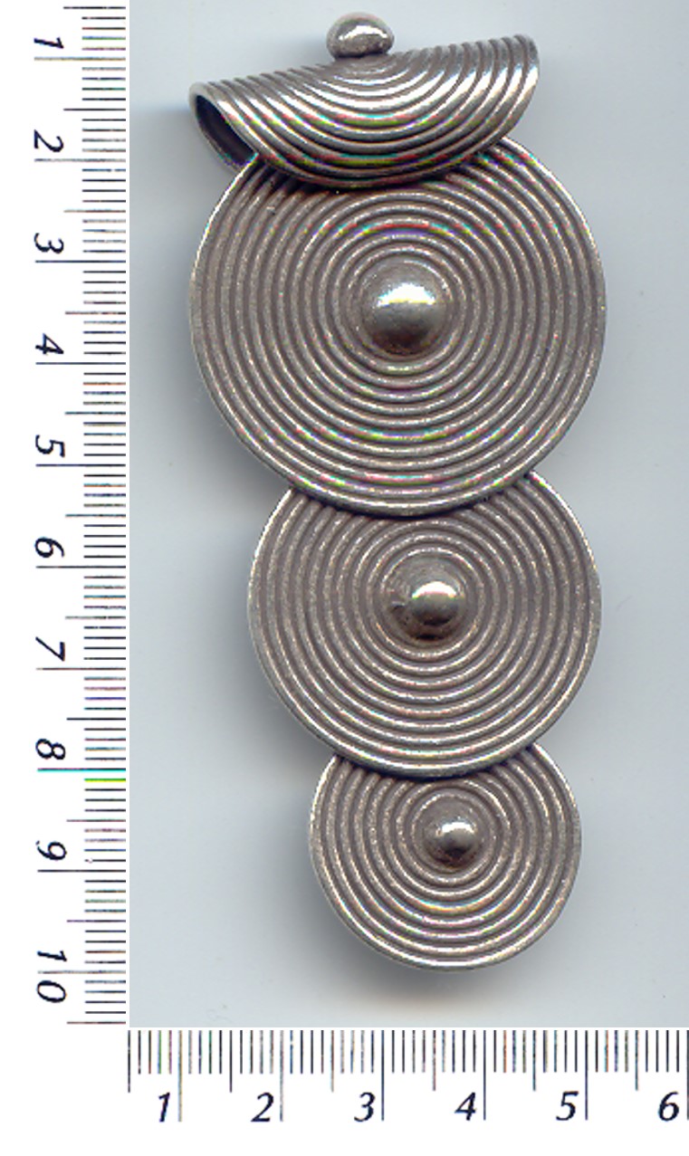 Thai Karen Hill Tribe Silver Swirl Printed Tri-Circular Pendant NL084