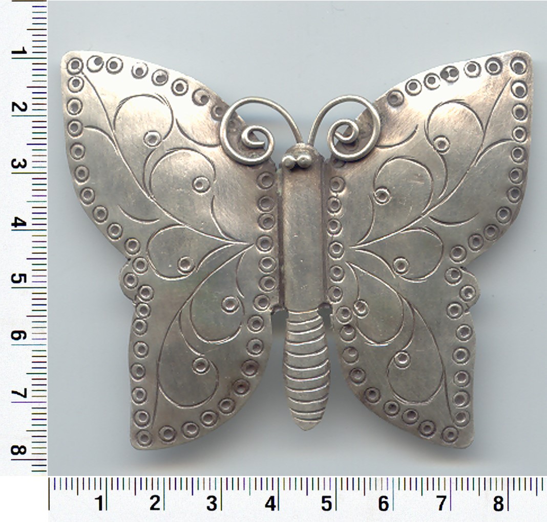 Thai Karen Hill Tribe Silver Printed Butterfly Pendant NL151