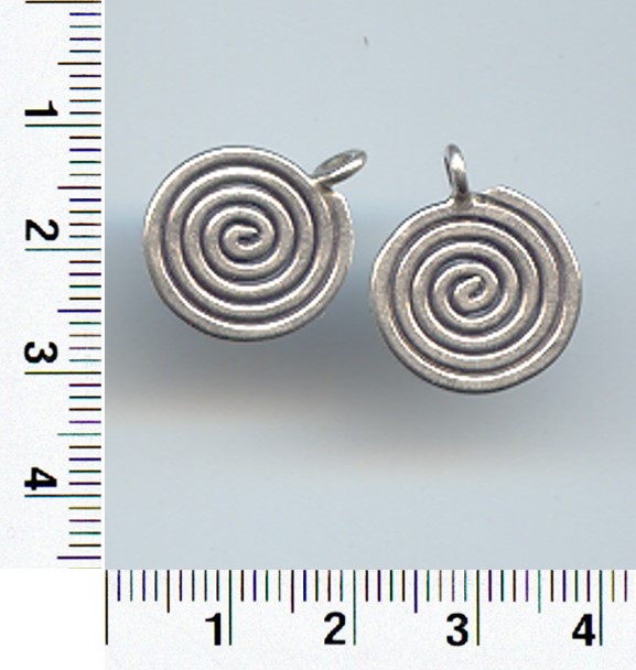 Thai Karen Hill Tribe Silver Pendants Plain Spiral Charm NM006 