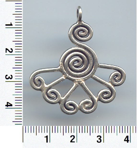 Thai Karen Hill Tribe Silver Pendants Spiral Fan Shape Pendant NM013 
