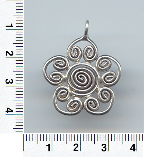 Thai Karen Hill Tribe Silver Pendants Swirl Flower Pendant NM018 