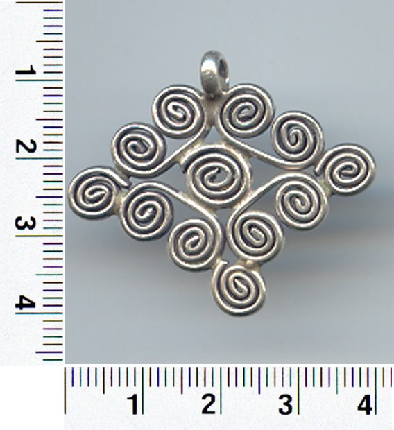 Thai Karen Hill Tribe Silver Pendants Multi-Spiral Eye Pendant NM019 