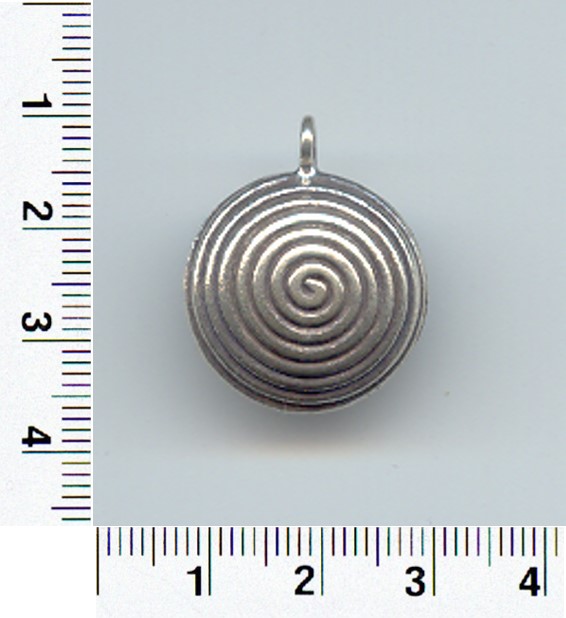 Thai Karen Hill Tribe Silver Pendants Spiral Printed Circular Pendant NM022 
