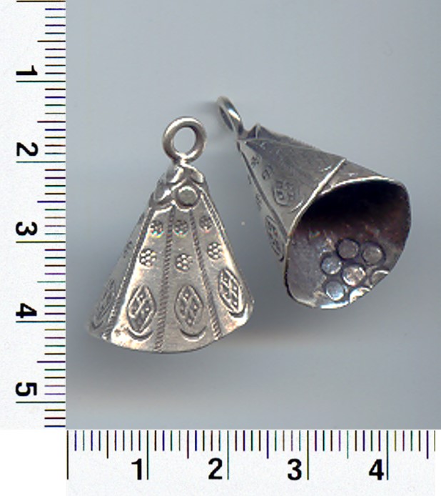 Thai Karen Hill Tribe Silver Pendants Printed Cone Pendant NM036 