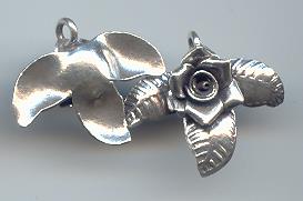 Thai Karen Hill Tribe Silver Pendants Blooming Rose With Leaf Pendant NM068 
