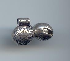 Thai Karen Hill Tribe Silver Pendants Printed Flower Round Bell Charm NM096 
