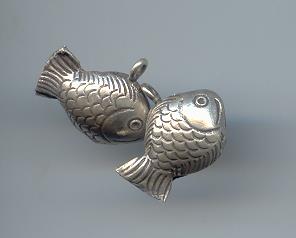 Thai Karen Hill Tribe Silver Pendants Fish Bell Charm NM112 