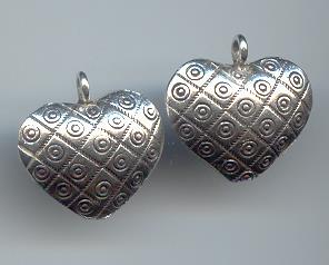 Thai Karen Hill Tribe Silver Pendants Circle Printed Heart Charm NM120 