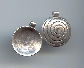 Thai Karen Hill Tribe Silver Pendants Swirl Printed Circular Pendant NM122 