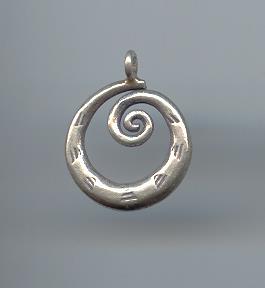 Thai Karen Hill Tribe Silver Pendants Printed Spiral Pendant NM167 