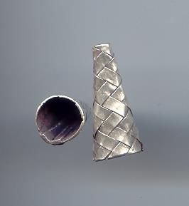 Thai Karen Hill Tribe Silver Pendants Woven Cone Charm NM170 