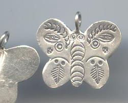 Thai Karen Hill Tribe Silver Pendants Printed Butterfly Pendent NS244