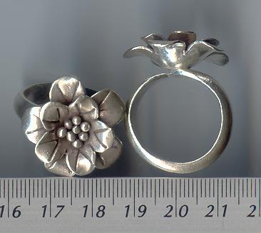 Thai Karen Hill Tribe Silver Printed Flower Ring RR003 