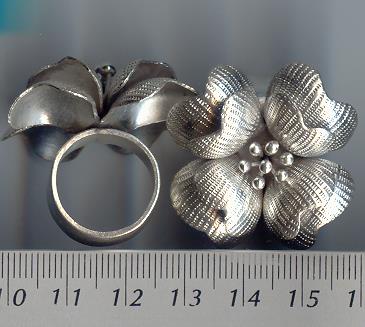 Thai Karen Hill Tribe Silver Printed Flower Ring RR005 