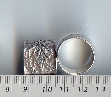 Thai Karen Hill Tribe Silver Hammered & Leaf Printed Ring RR041 
