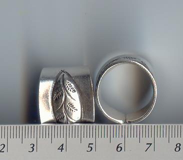 Thai Karen Hill Tribe Silver Leaf Printed Ring RR042 