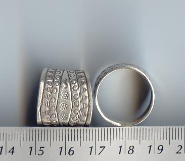 Thai Karen Hill Tribe Silver Dot And Triangle Printed Ring RR044 
