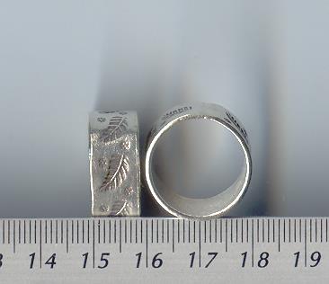 Thai Karen Hill Tribe Silver Leaf & Little Daisy Printed Ring RR053 
