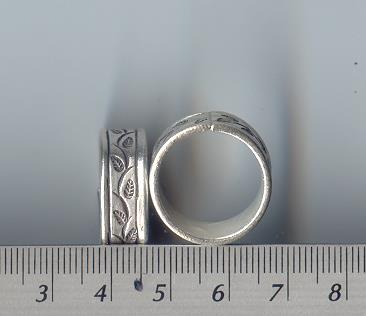 Thai Karen Hill Tribe Silver Leaf Printed Ring RR056 