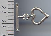 Thai Karen Hill Tribe Toggles and Findings Silver Plain Heart Toggle TG023 