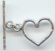 Thai Karen Hill Tribe Toggles and Findings Silver Printed Dot Heart Toggle TG025 
