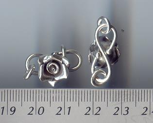 Thai Karen Hill Tribe Toggles and Findings Silver Lovely Rose Clasps TG045 