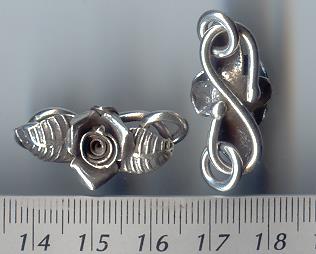Thai Karen Hill Tribe Toggles and Findings Silver Blooming Rose Clasps TG050 