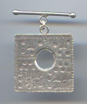 THAI KAREN HILL TRIBE TOGGLES AND FINDINGS SILVER DOT PRINTED RECTANGLE TOGGLE TG078 